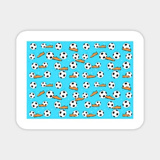 Football / Soccer - Balls & Boots Seamless Pattern on Blue Background Magnet