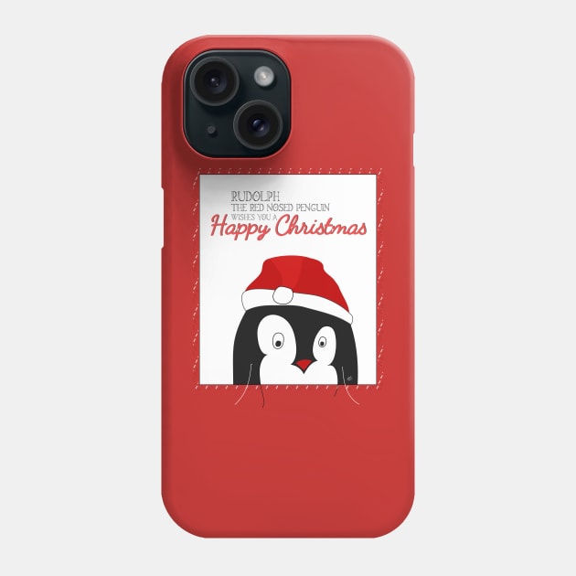 Rudolph Christmas Penguin Phone Case by Kirovair