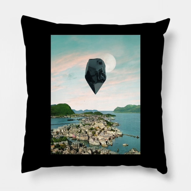 Not Here - Surreal/Collage Art Pillow by DIGOUTTHESKY