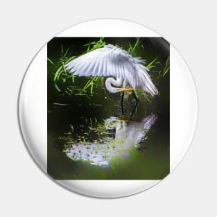 Preening egret Pin