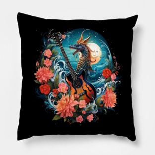 Blue Shrimp Playing Guitar Pillow