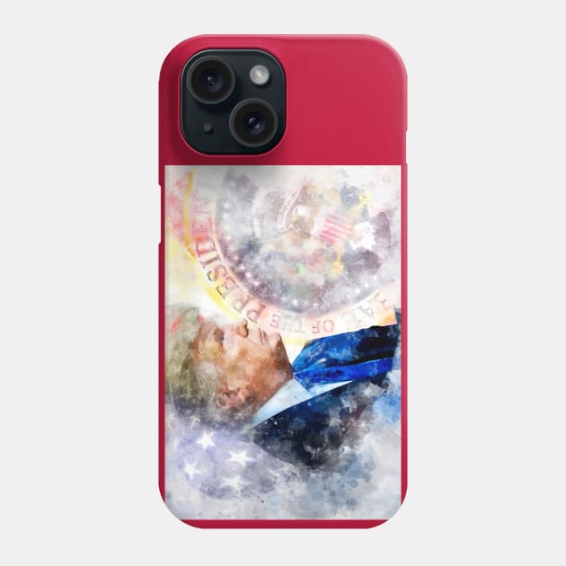 Donald Trump with Seal of the President and American flag Phone Case by SPJE Illustration Photography