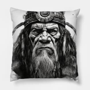 Ayahuasca And the Old Shaman Black and White Pillow