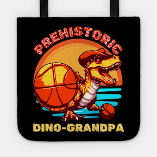 Vintage Funny Prehistoric Dino-Grandfather Comboy Dinosaur Basketball Tote