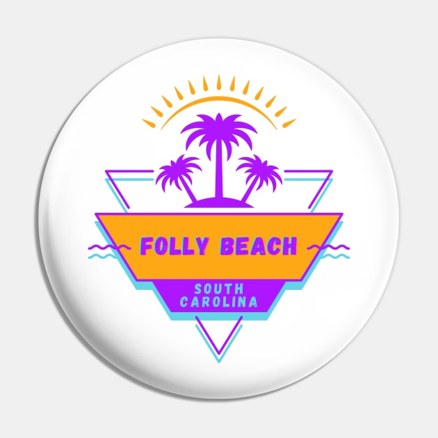 Folly Beach South Carolina Vibes 80's Pin by bougieFire