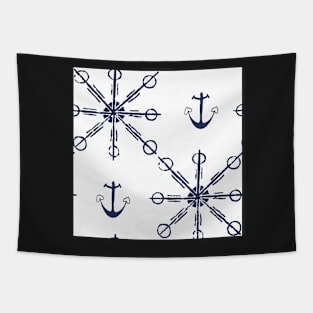 Maritime pattern made of snowflakes and anchors Tapestry