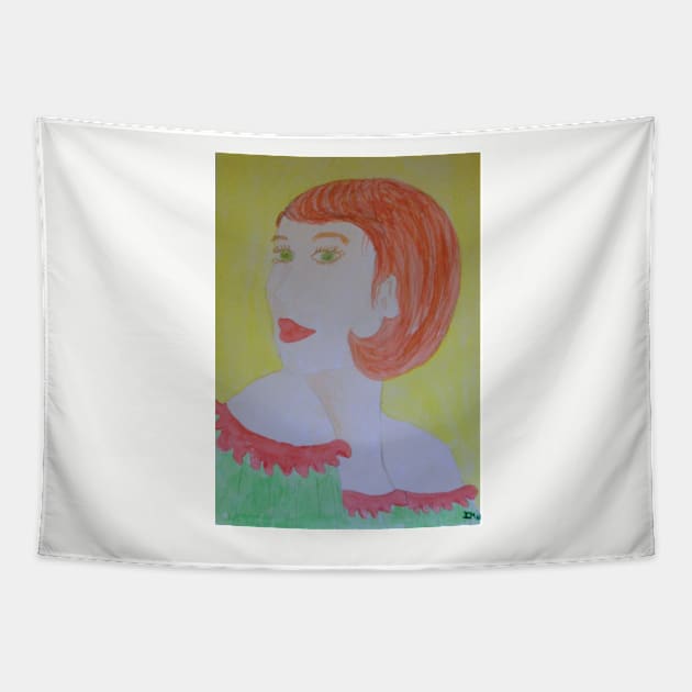 Portrait of red-haired woman Tapestry by Zamen