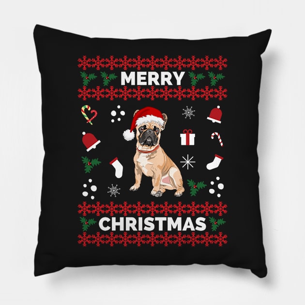 Merry Woofmas Bulldog Christmas Holiday - Bulldog Merry Woofmas Christmas Gift Pillow by Famgift