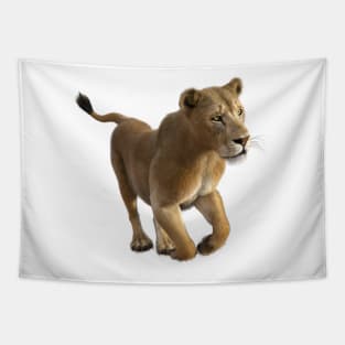 African Lioness running Tapestry