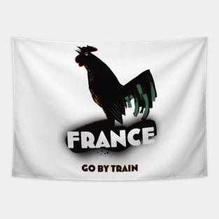 France cockerel "Go By Train" Tapestry