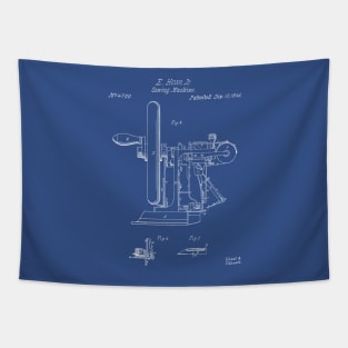 Sewing Machine Patent - Seamstress Craft Sewing Room Art - Blueprint Tapestry