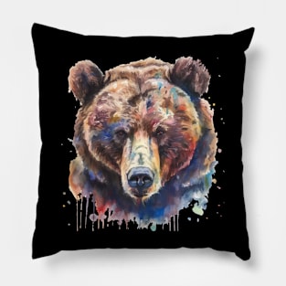 Grizzly Bear With Watercolors - Grizzly Bear Pillow