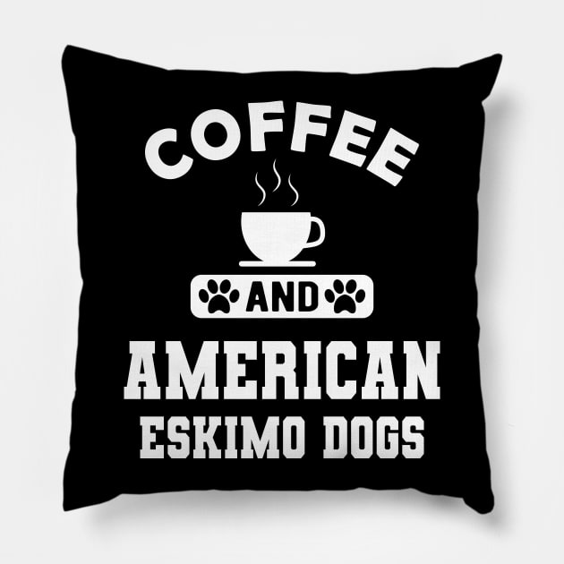 American Eskimo dog - Coffee and american eskimo dogs Pillow by KC Happy Shop