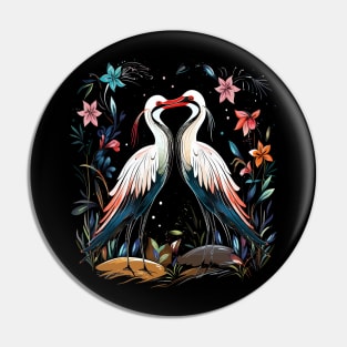 Stork Couple Valentine Pin