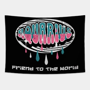 Aquarius Friend to the World Zodiac Sign Birthday Astrology Tapestry