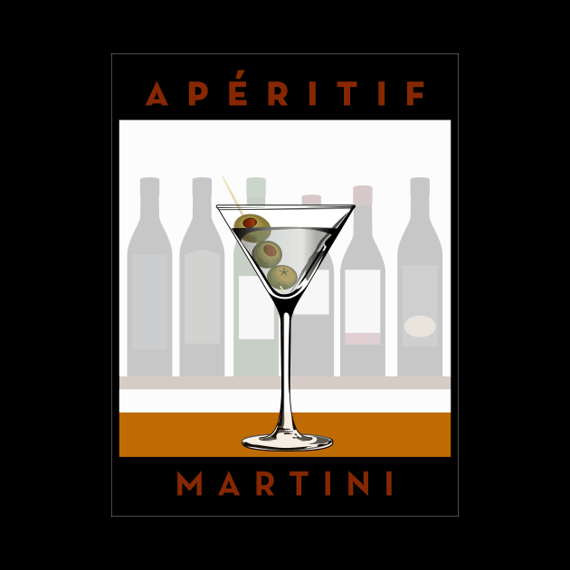 Aperitif Martini Cocktail Glass Bar Poster Retro by PauHanaDesign