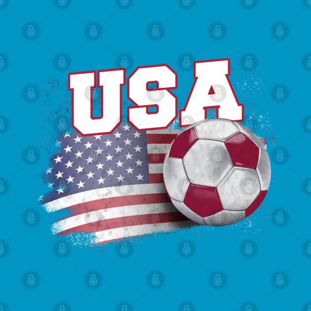Vintage American Flag USA Soccer Ball Football by Bunny Prince Design