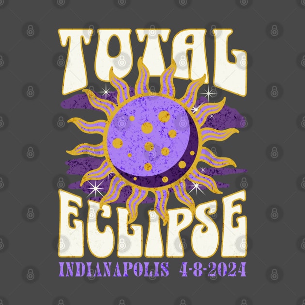 Total Eclipse 2024 Indianapolis Retro Groovy by daisyblue