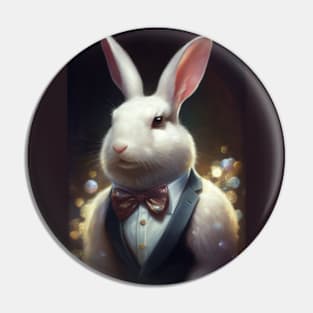 Cute Rabbit In A Suit - Adorable Animal Print Art for Bunny Lovers Pin