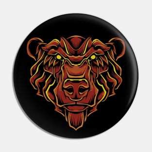 red grizzly bear head Pin