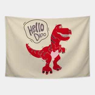 cute colorful red dinosaur illustration for kids Tapestry