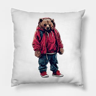 Bear wearing hip hop style Pillow