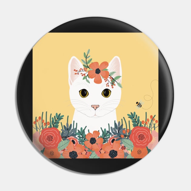 The cute white cat queen is watching you from the flowerbed Pin by marina63