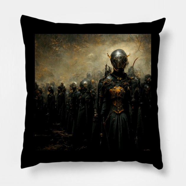 Dark Army of the Elves - Gold and Black Pillow by Classical