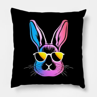 Hiphop Bunny Pink Blue Retro Colorful Stamp Pillow