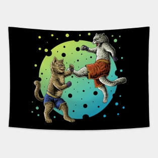 cat fighting Tapestry