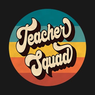 Retro Vintage 70s Sunset Groovy 3D Teacher Squad T-Shirt