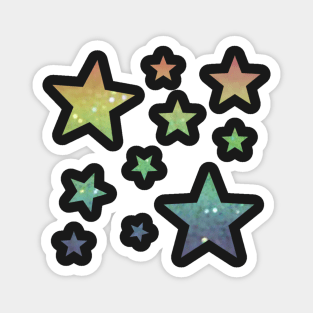 Rainbow Ombre Faux Glitter Stars Magnet