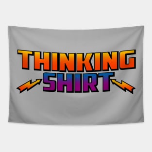 Retro Vintage 80's Thinking Shirt Logo Parody Tapestry