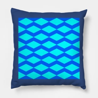 teal and blue diamond abstract ocean design Pillow