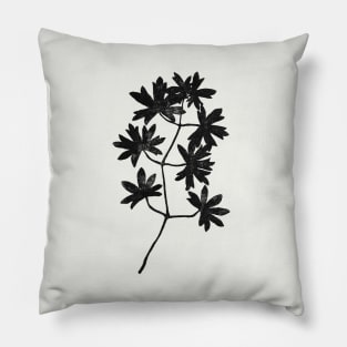 Blockprint Leaves Black Pillow