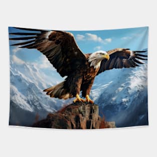 Eagle Animal Bird Wildlife Wilderness Colorful Realistic Illustration Tapestry