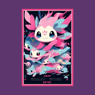 Cute Axolotl Anime Art Design | Cute Animals | Axolotl Hentaii Chibi Kawaii Design T-Shirt