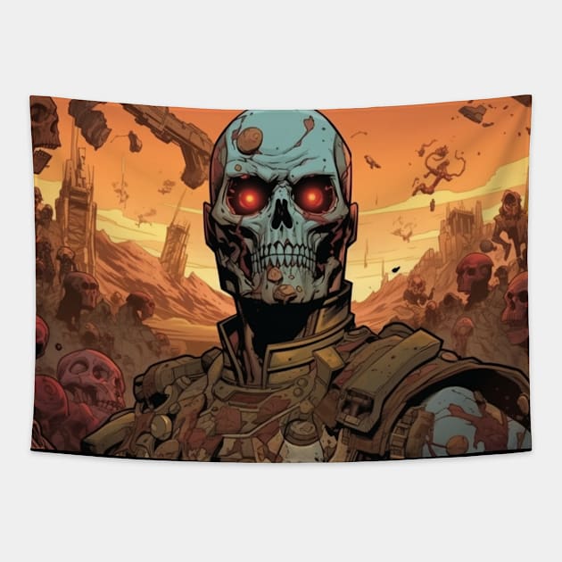 Post Apocalyptic Wastelands Cyborg Commando Exterminator Tapestry by Nightarcade