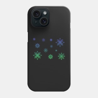 Ombre Blue Green Faux Glitter Snowflakes Phone Case