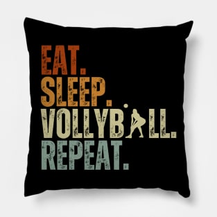 Eat Sleep Volleyball Repeat Kids Adult Women Retro Vintage Pillow