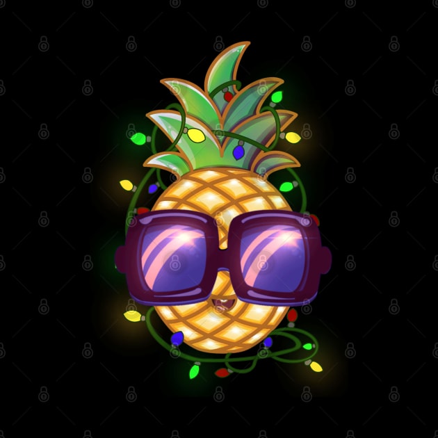 Christmas Lights Pineapple by Purple Canvas Studio