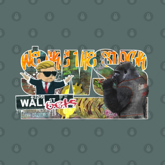 smoking ape - we like the stock - buy the dip - wall street bets graffiti by Pixel-High