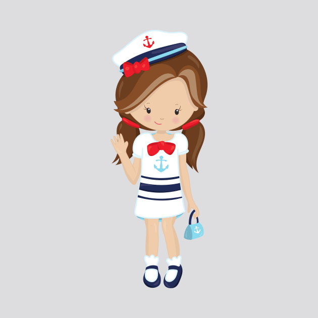 Boat Captain, Skipper, Cute Girl, Brown Hair by Jelena Dunčević