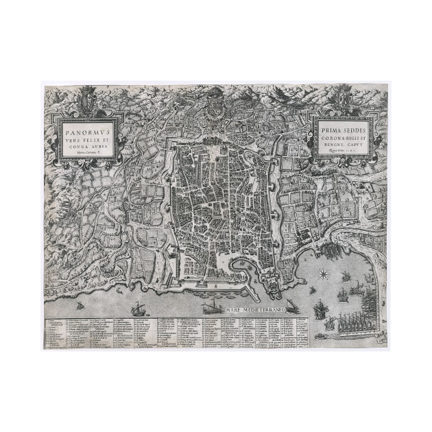 Vintage Map of Palermo Italy (1581) by Bravuramedia