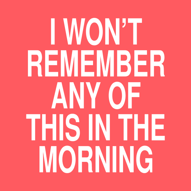 I Wont Remember Any Of This In The Morning by Tessa McSorley