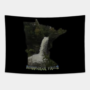 Minnesota State Outline (Minnehaha Falls) Tapestry