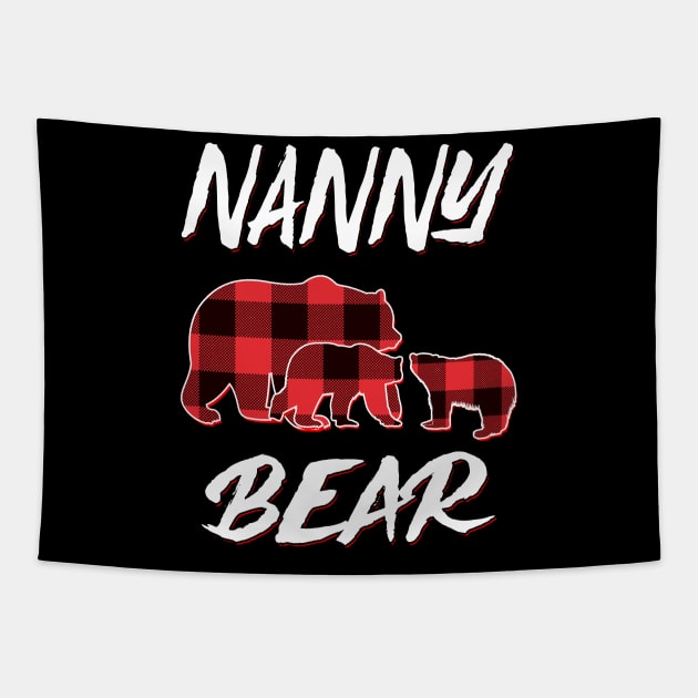 Nanny Bear Red Plaid Christmas Pajama Matching Family Gift Tapestry by intelus