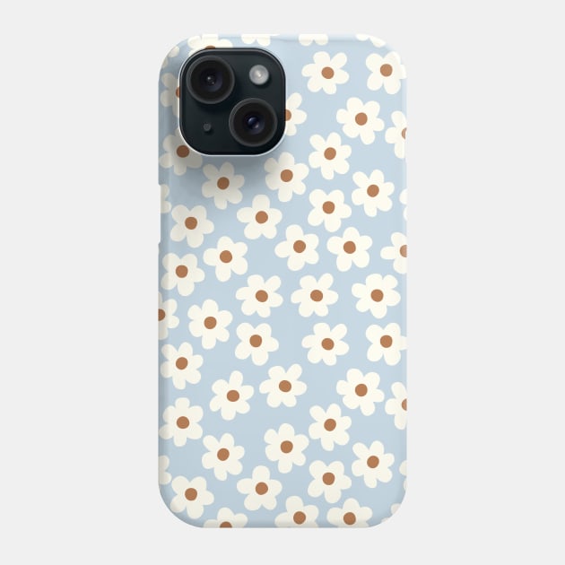 groovy retro y2k 2000s big flower power 1960s 60s 70s danish aesthetics coconut girl ditsy daisies peach pastel blue terracotta Phone Case by blomastudios