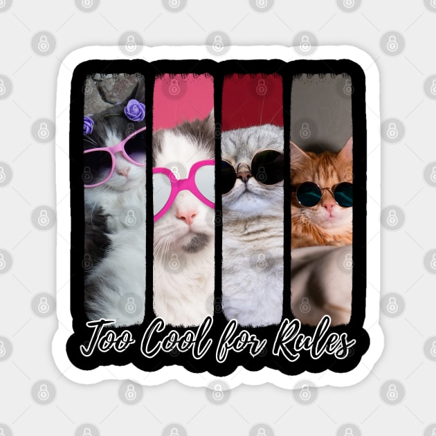 Too Cool for Rules – Stylish Cat Attitude Magnet by Champanie's Store