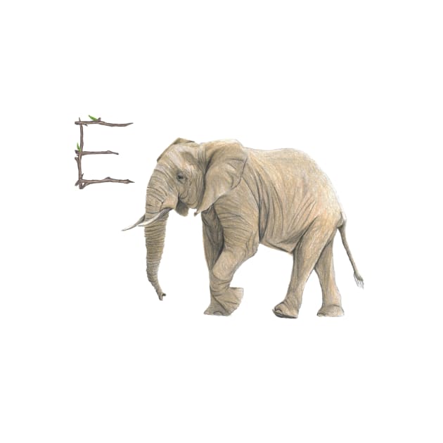 e for elephant alphabet illustration by DamiansART